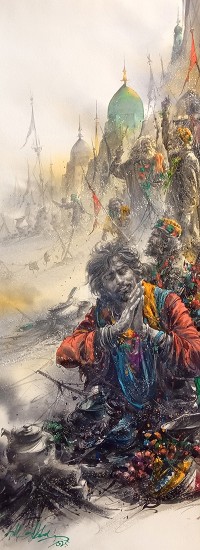 Ali Abbas, 11 x 30 inch, Watercolor on Paper, Figurative Painting-AC-AAB-324